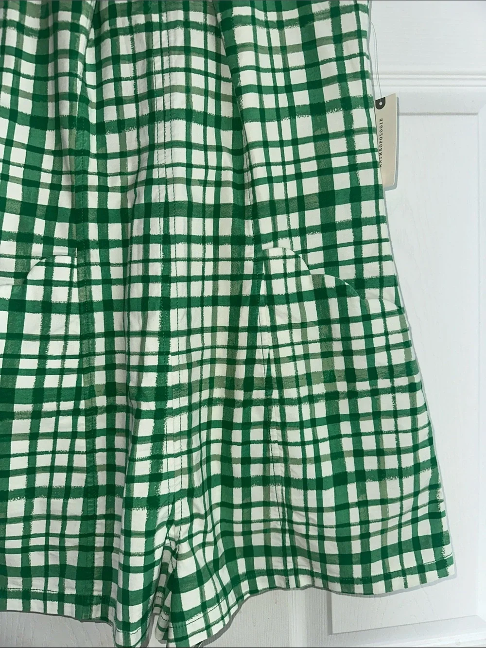 New! Anthropology Garden Party Green alPlaid Halter Romper - Picture 3 of 5
